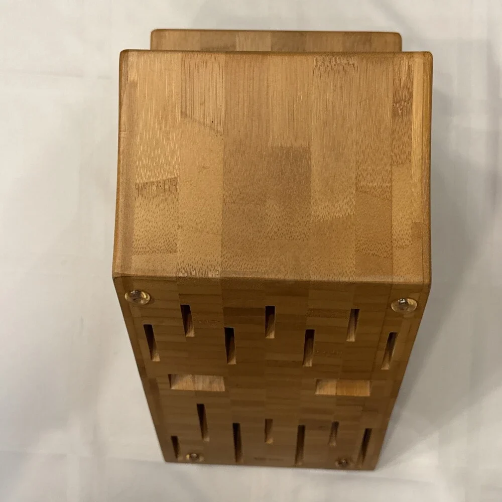 Pampered Chef Professional Wooden Knife Block 16 Slot Bamboo Retired